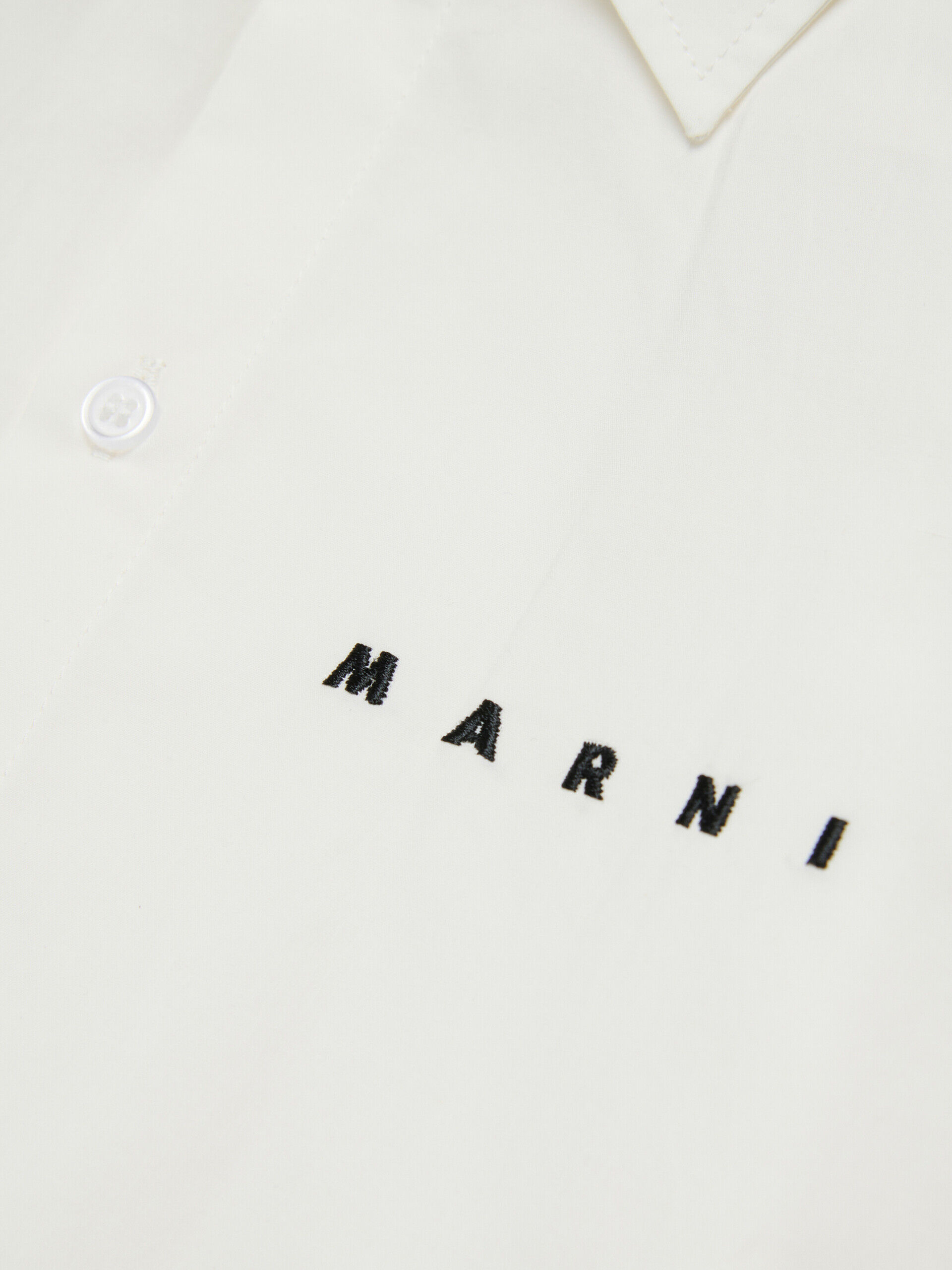 Off-white cotton shirt with embroidered Marni logo | Marni