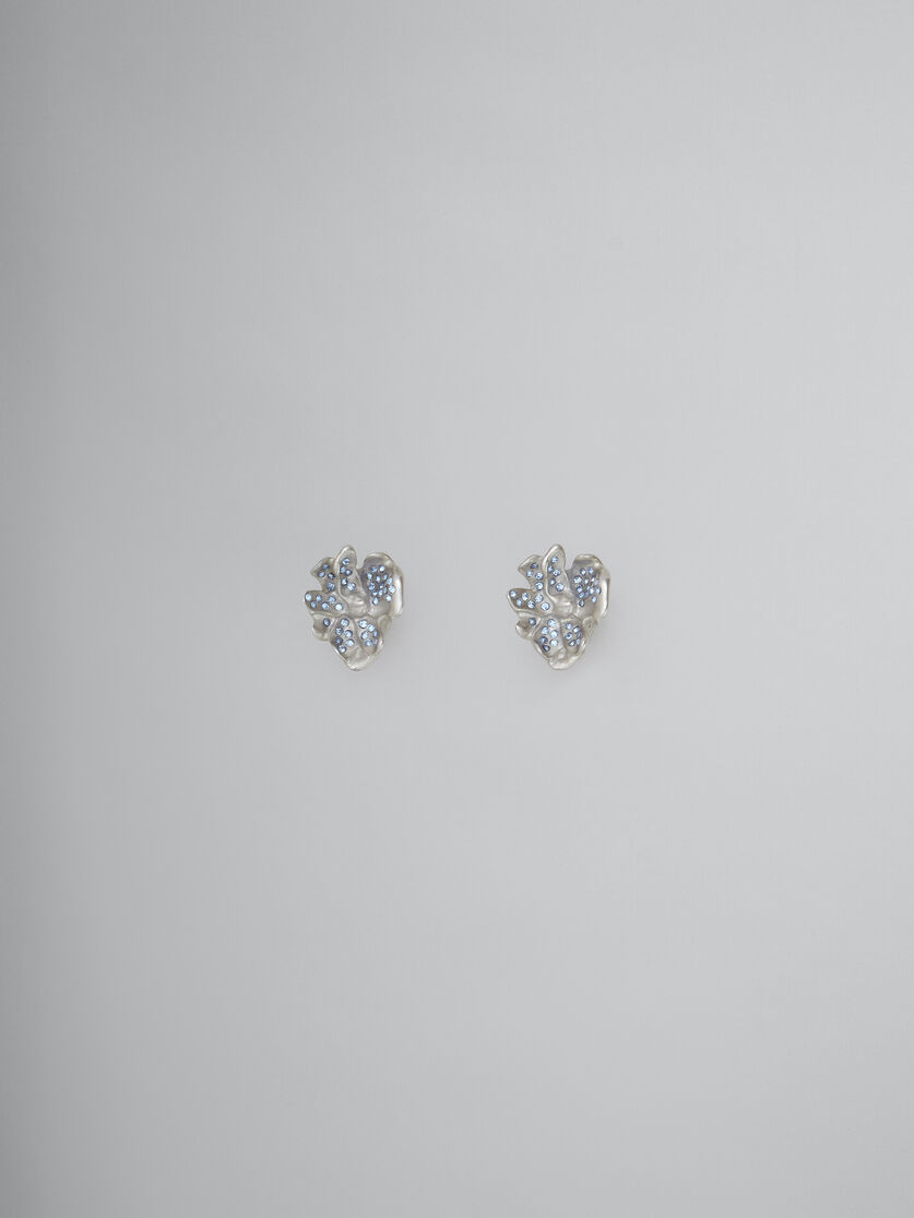 Blumen-Ohrstecker aus Metall mit blauen Kristallen - Ohrringe - Image 1