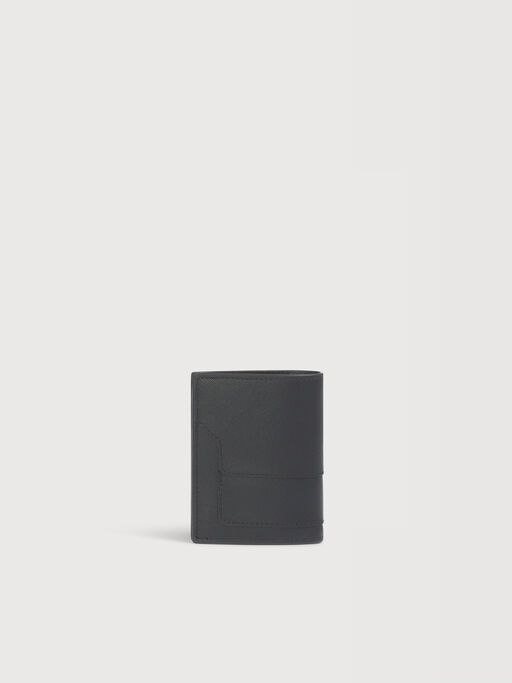 ブラック サフィアーノレザー二つ折りウォレット - 財布