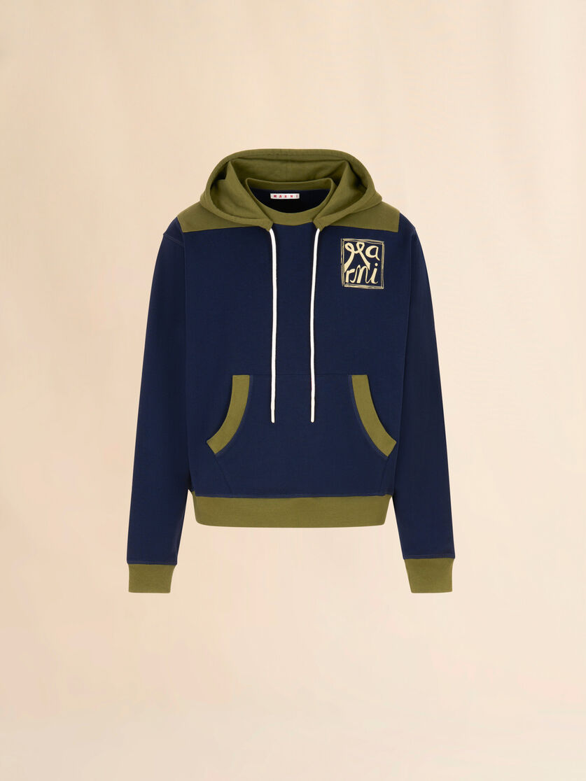 Deep blue cotton sweatshirt with contrast accents, Image 1