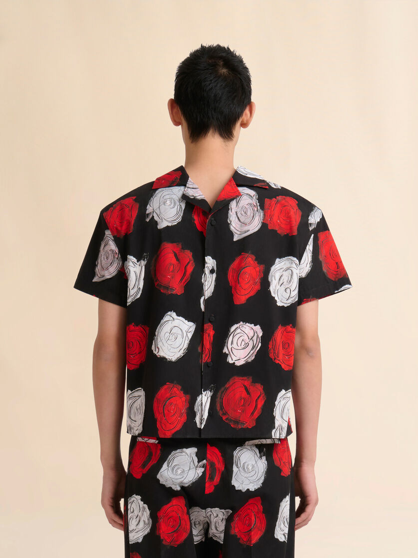 Black poplin bowling shirt with Mercury print - Shirts - Image 3