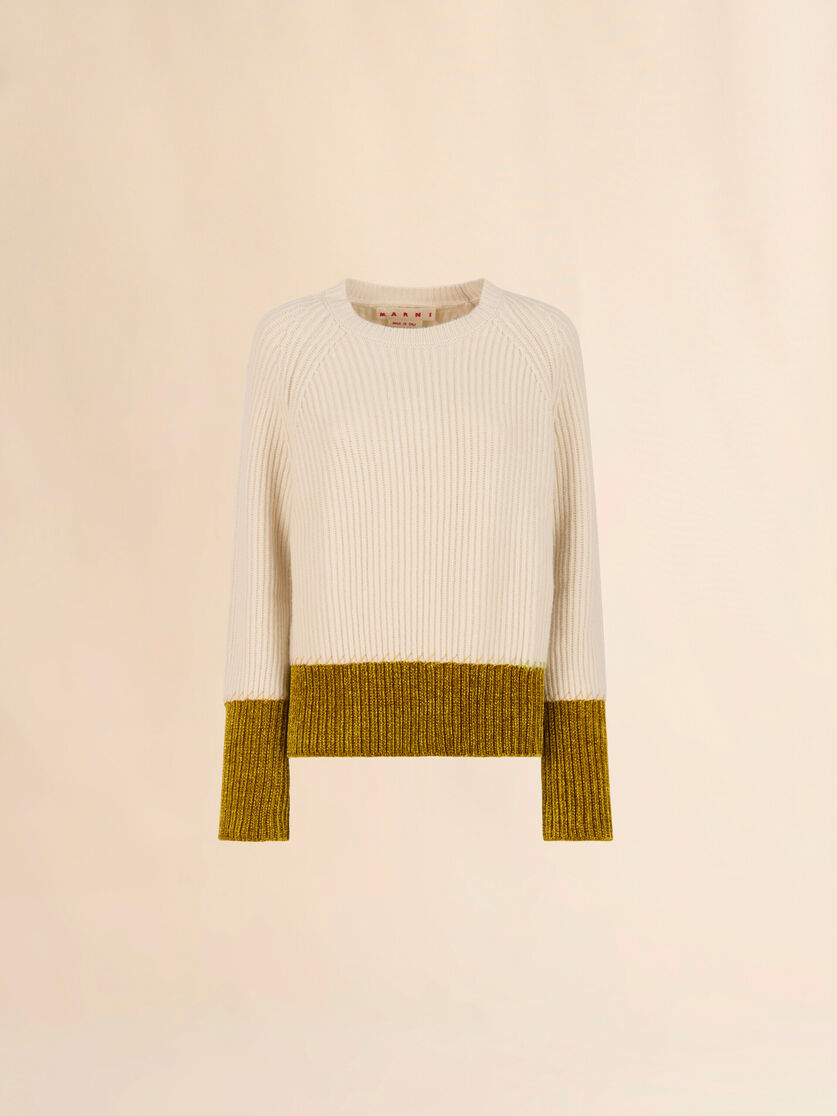 Cream wool colour-block jumper - Pullovers - Image 1