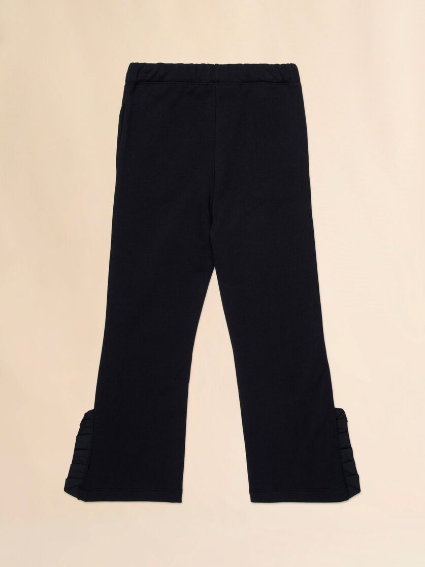 Pantaloni in felpa di cotone nero con volant, Image 2