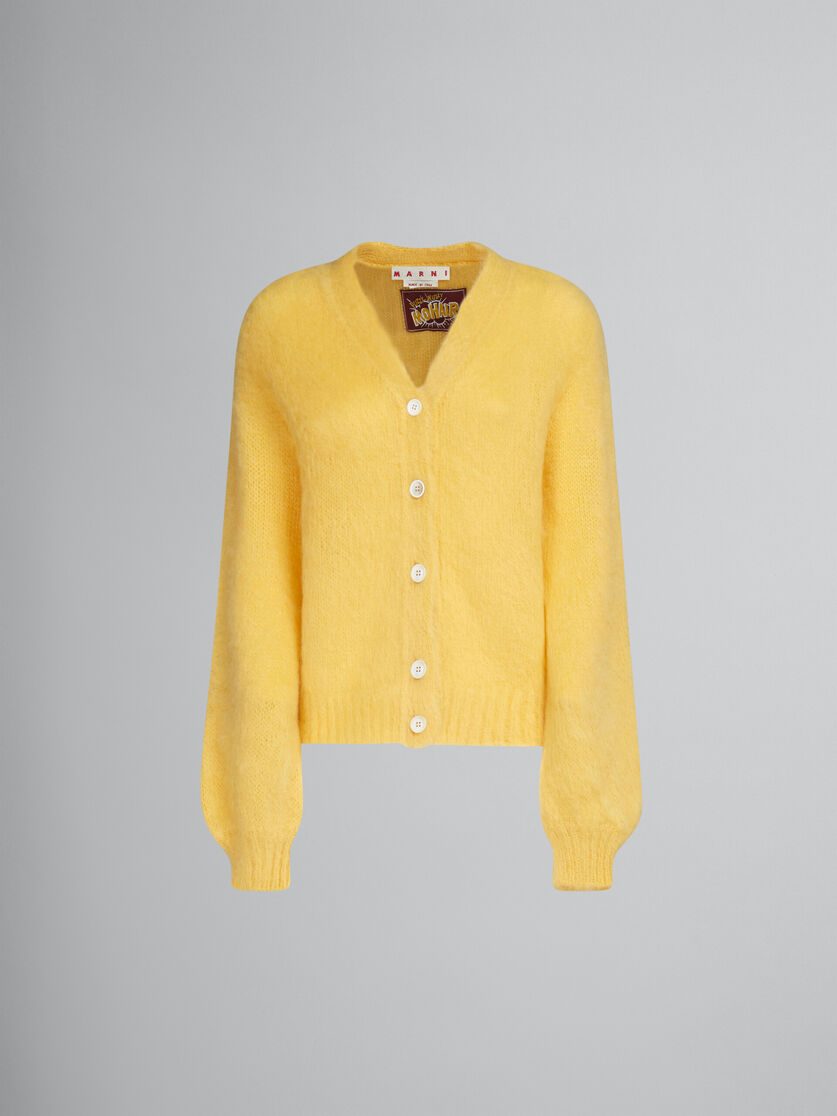 Yellow mohair V-neck cardigan - Pullovers - Image 1