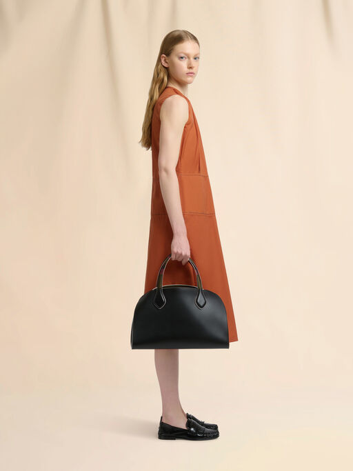 Black leather Overlap medium handbag - Handbags