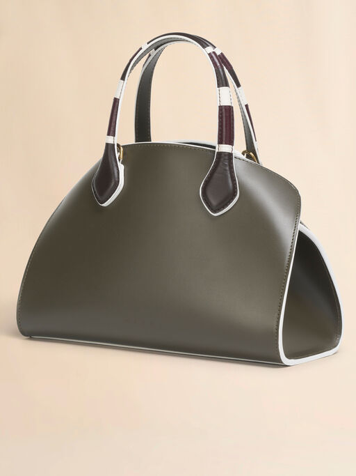 Green leather Overlap small handbag - Handbags