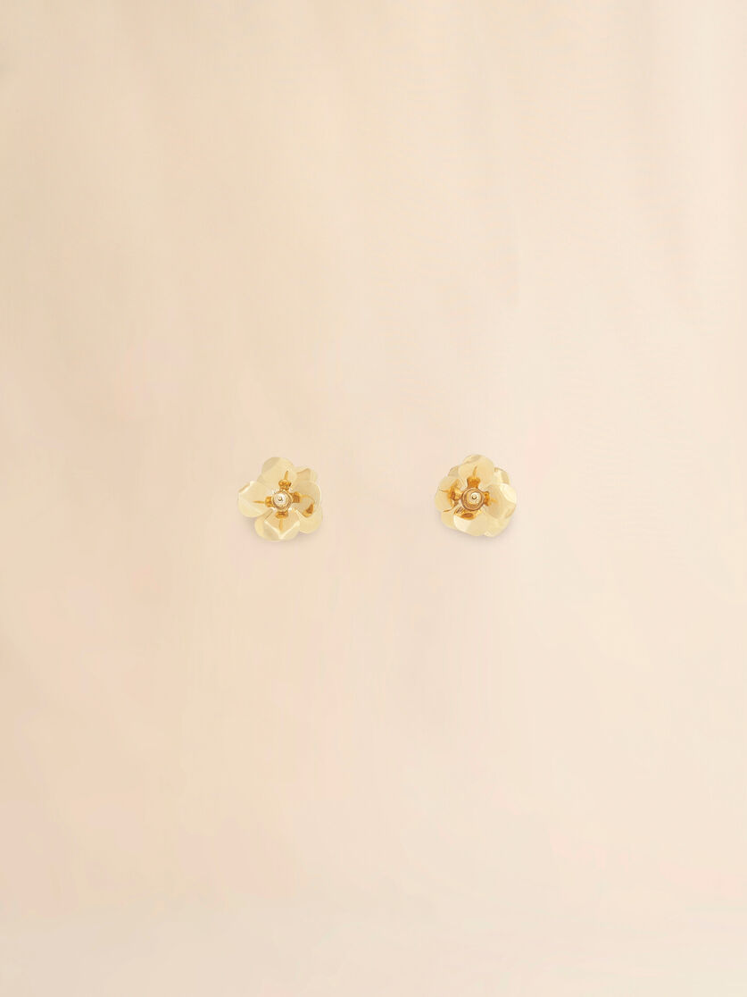 Boucles d'oreilles lobe avec fleur émaillée bordeaux, Image 3