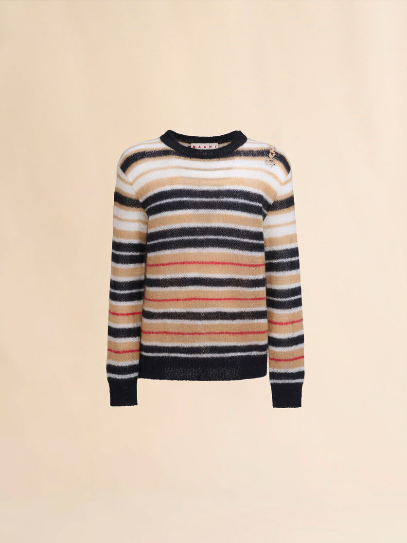 Beige striped brushed mohair jumper - Pullovers - Image 1