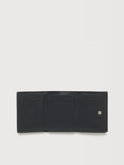 Black leather trifold wallet with Marni Mending embroidery - Wallets
