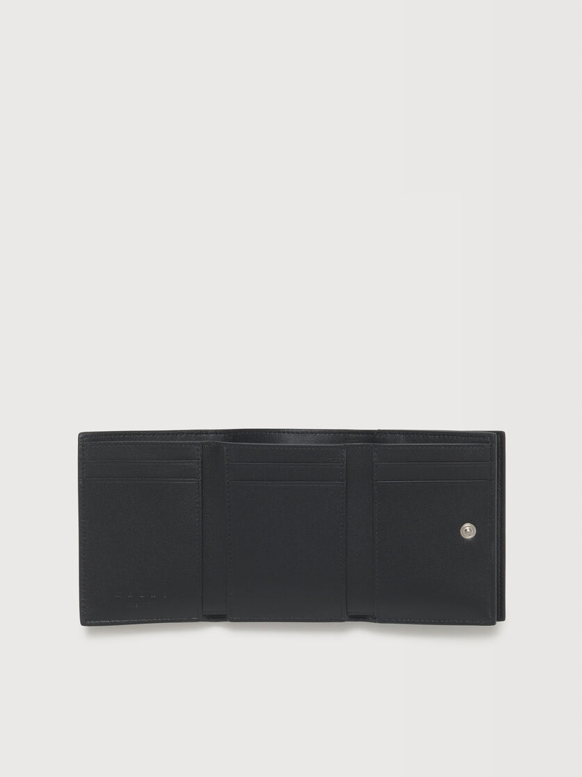 Black leather trifold wallet with Marni Mending embroidery, Image 2