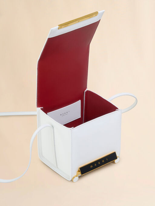 VHS-Tasche im Miniwürfel-Format aus weißem Leder - Schultertaschen