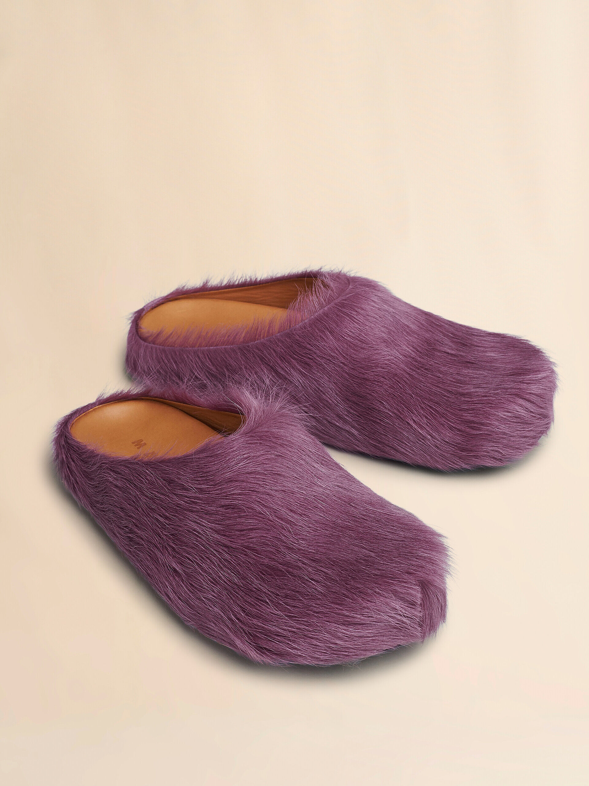 Purple long hair calfskin Fussbett sabot | Marni
