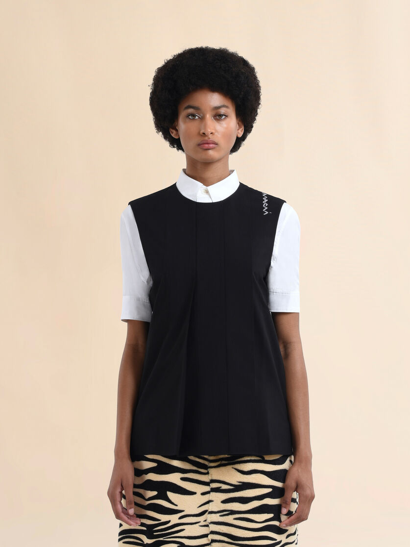 Top in mista lana nera con ricamo Marni Symbol - Camicie - Image 2
