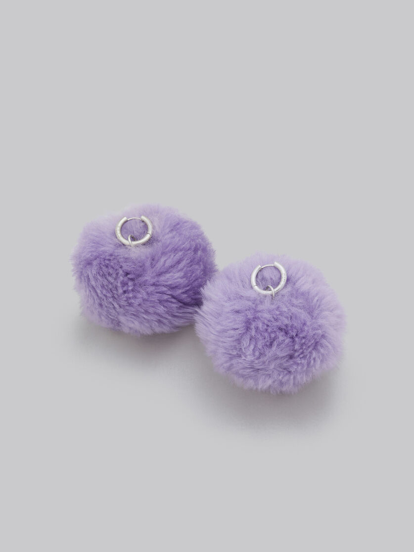 Purple fluffy pom-pom earrings - Earrings - Image 4