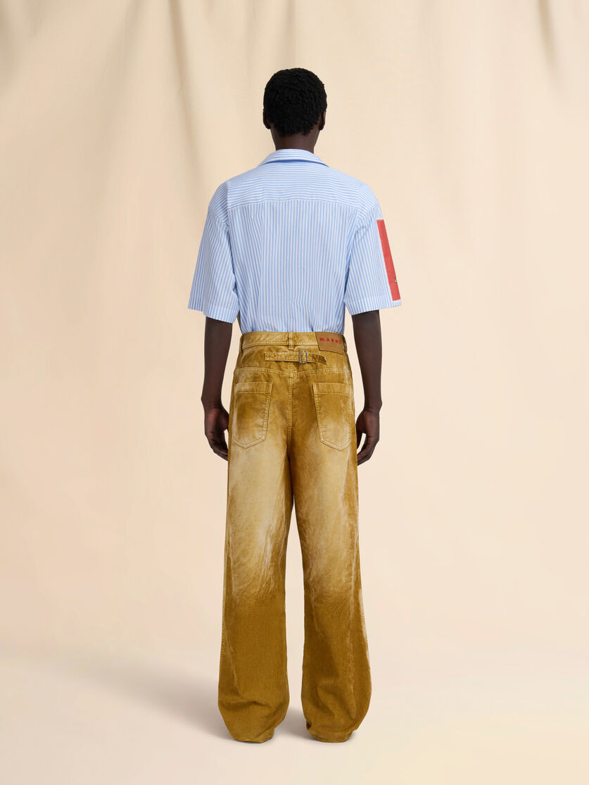 Brown flocked denim trousers with back adjuster - Pants - Image 3