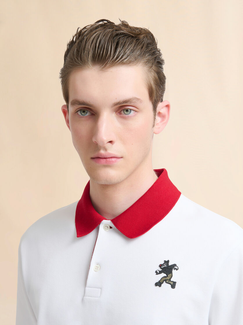 White cotton piqué polo shirt - Shirts - Image 4