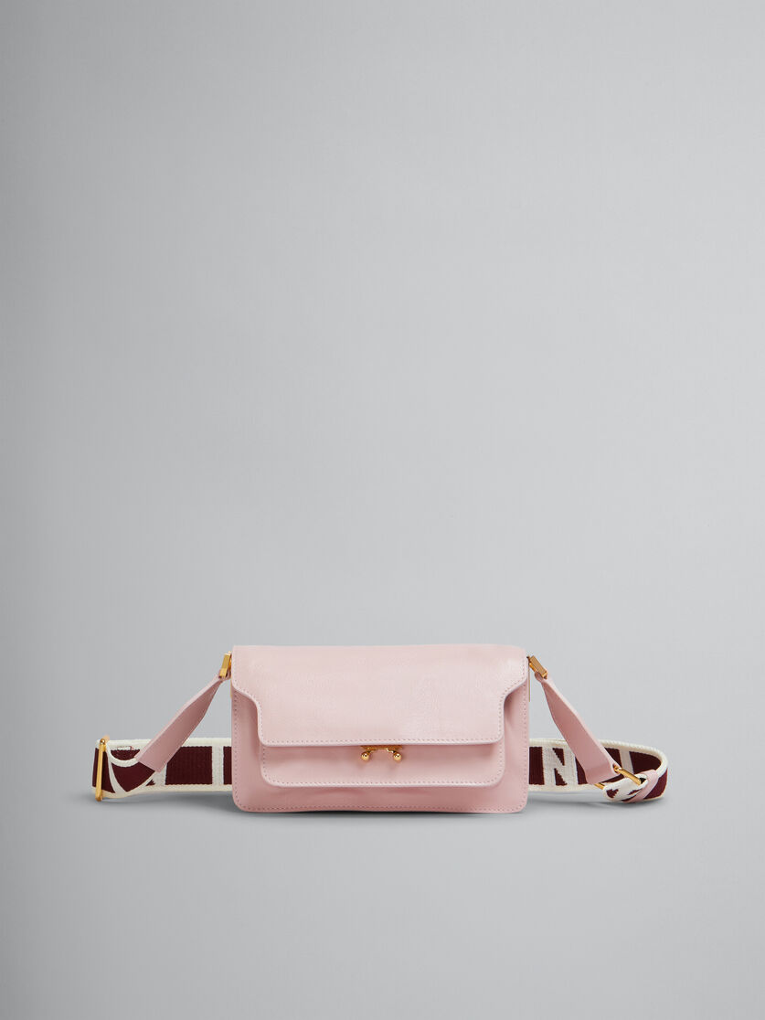 Pink leather E/W Soft Trunk Bag with logo strap - Shoulder Bag - Image 1