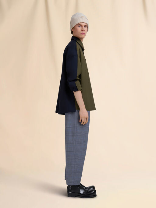 Blue checked wool trousers with drawstring waist - Pants