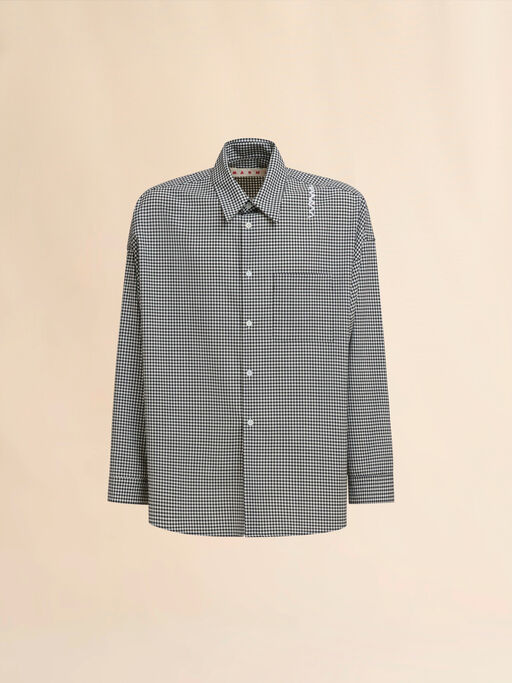 Camicia in mista lana a quadretti bianchi e neri - Camicie