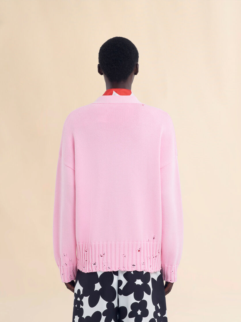 Pink cotton cardigan with Marni Symbol - Pullovers - Image 3