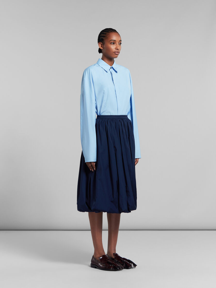 ディープブルー オーガニックポプリン製 ミディ丈 バルーンスカート  