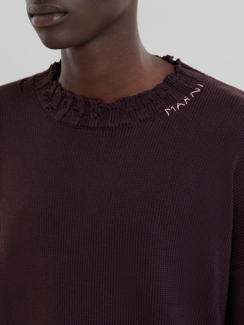 Burgundy cotton crewneck sweater | Marni