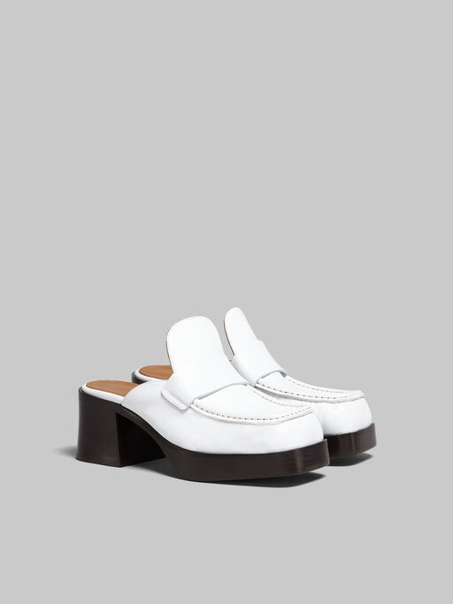 White leather heeled mule - Pumps