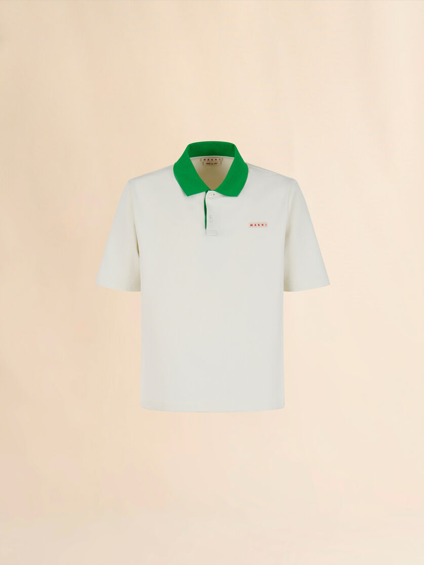 Light blue piqué polo shirt with contrast collar - Shirts - Image 1