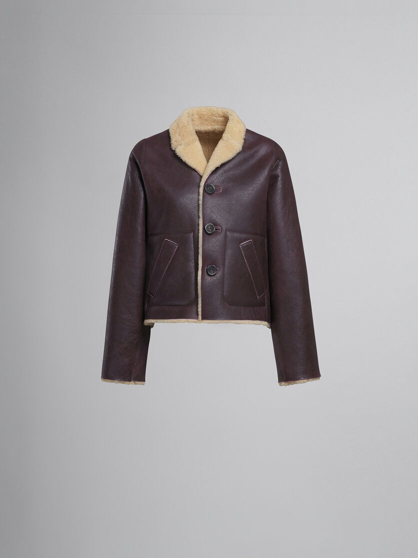 Reversible burgundy shearling jacket - Jackets - Image 1