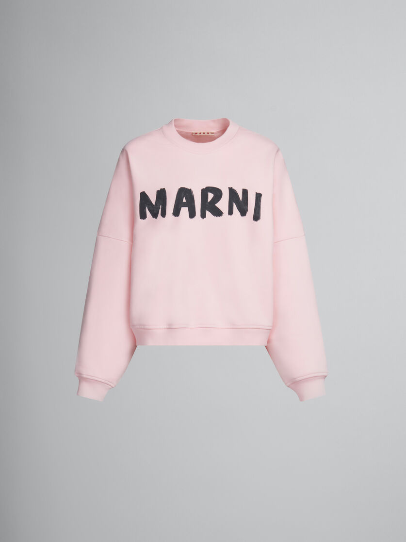 Pink bio cotton sweatshirt with Marni print - Sweaters - Image 1