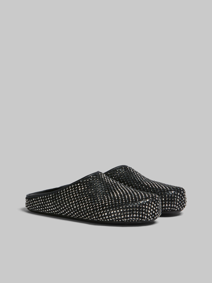 Black leather Fussbett sabot with rhinestones - Clogs - Image 2