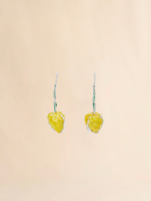 Yellow enamelled Tulip earrings - Earrings