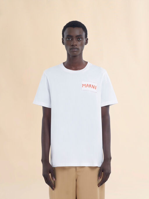 Weißes T-Shirt aus Jersey mit Rundhalsausschnitt und Marni-Etikett - Hemden