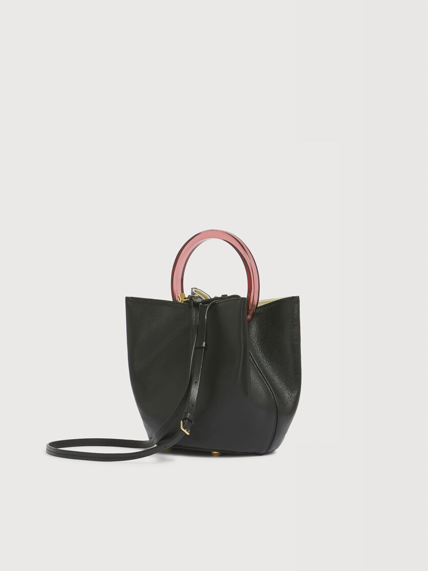 Black leather Pannier bucket bag, Image 2