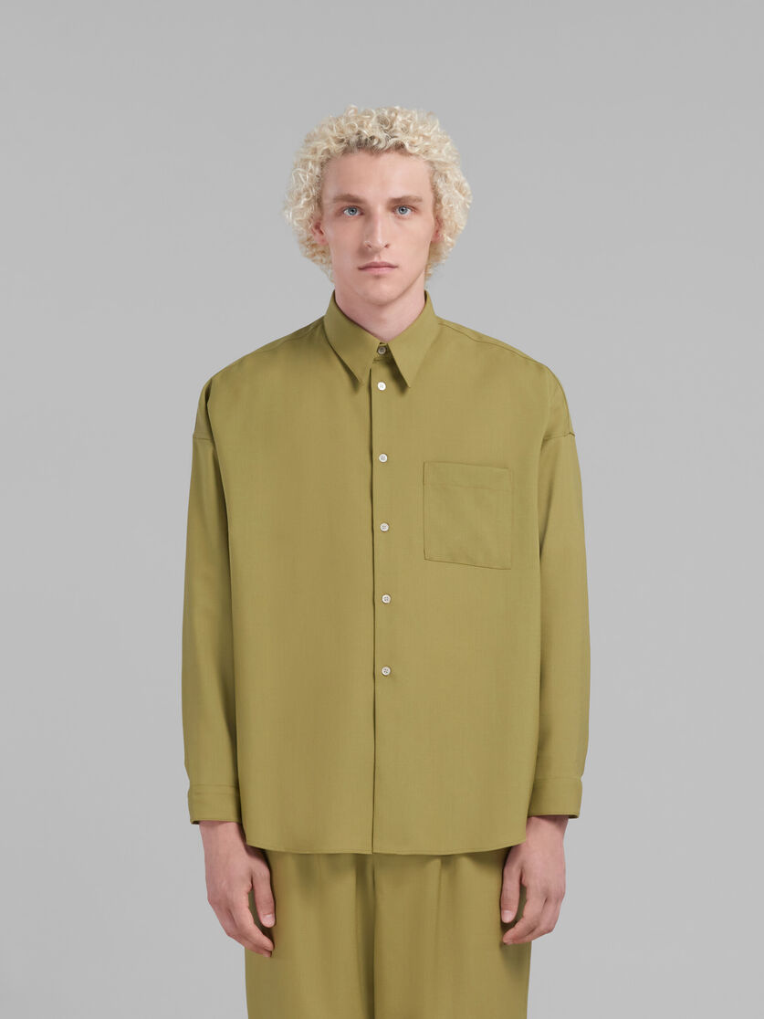 グリーン トロピカルウール製 長袖シャツ | Marni