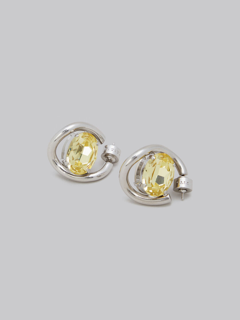 Clear and yellow rhinestone twisted hoop earrings - Earrings - Image 4