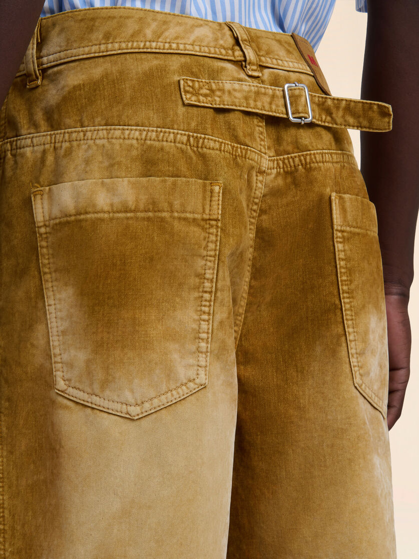 Brown flocked denim trousers with back adjuster - Pants - Image 4