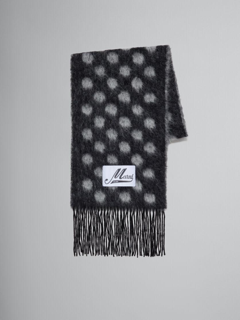 Black wool-mohair scarf with polka dots - Scarves - Image 1