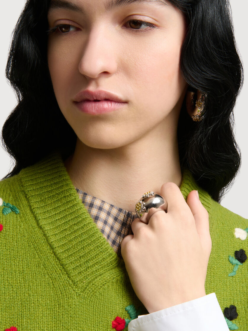 Yellow rhinestone daisy ring, Image 2