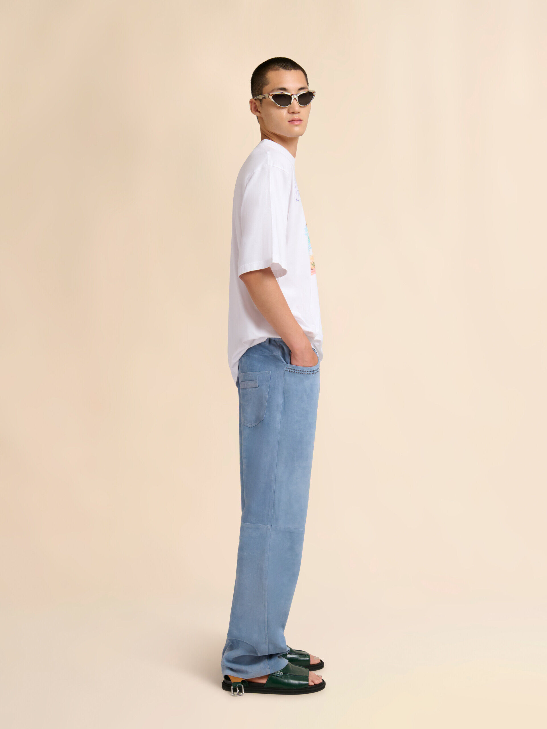 【極美品】18ss MARNIマルニ リジットインディゴデニム ワイドパンツ33 MARNI（マルニ）デニムパンツ 紺 サイズ:23(XS位) レディース