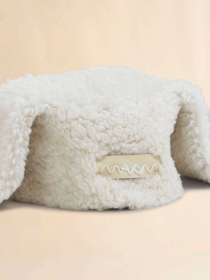 White shearling rabbit hat - Hats - Image 4