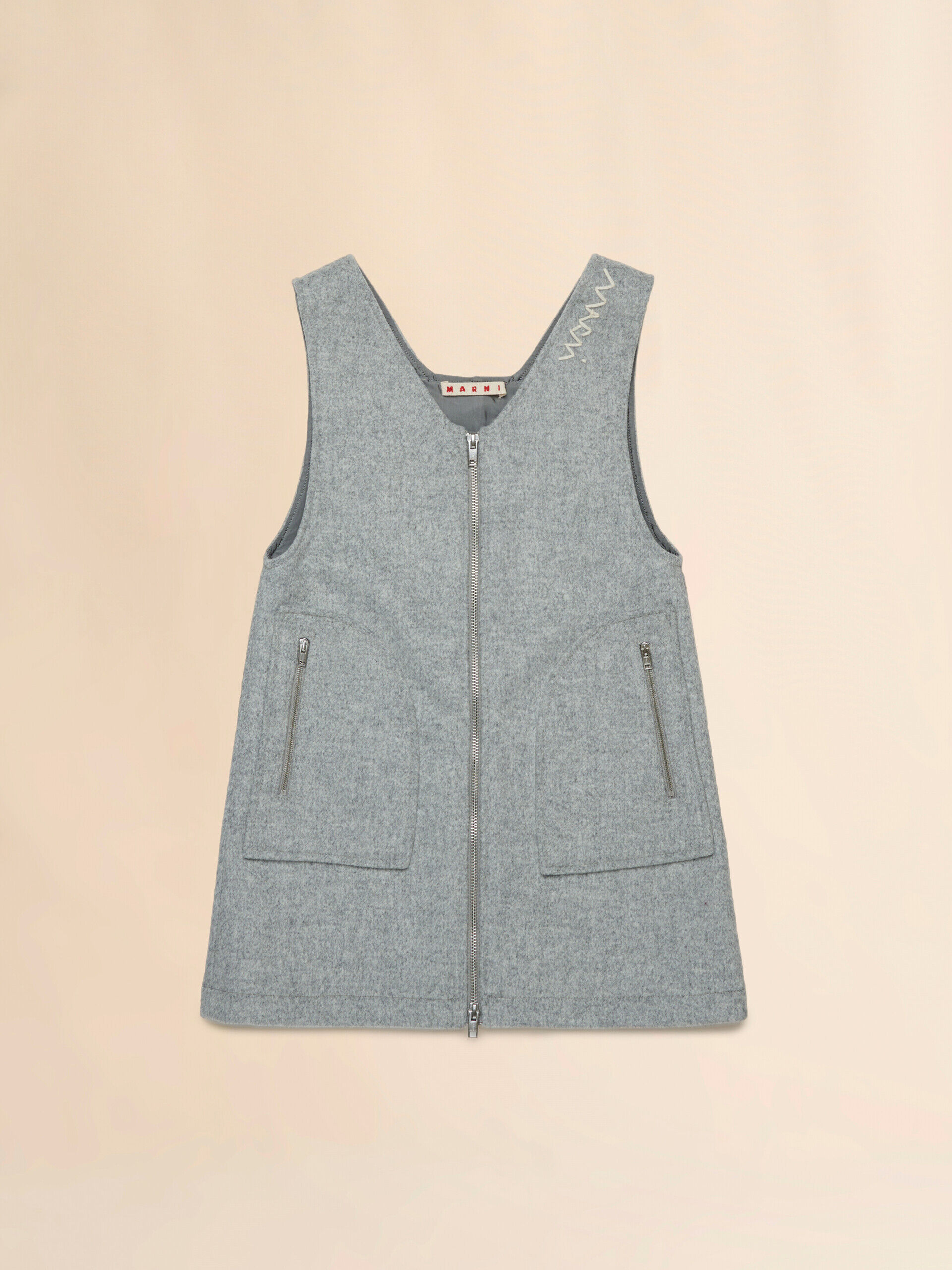 Grey melange wool blend pinafore with Marni Symbol | Marni