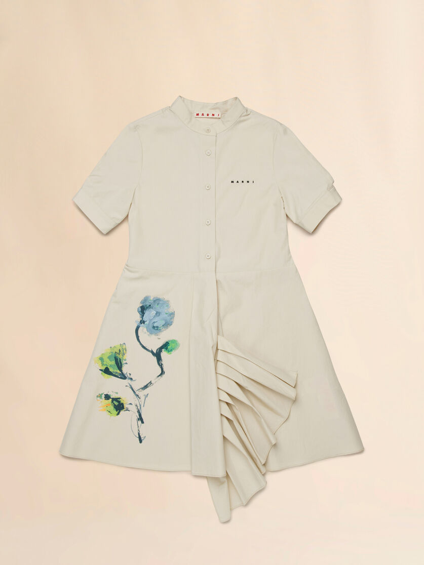 Abito in cotone beige con stampata Crystal Flower, Image 1