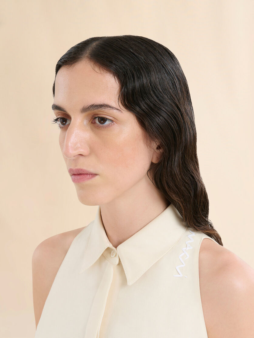 Ivory cotton flared shirt with Marni Symbol - Shirts - Image 4
