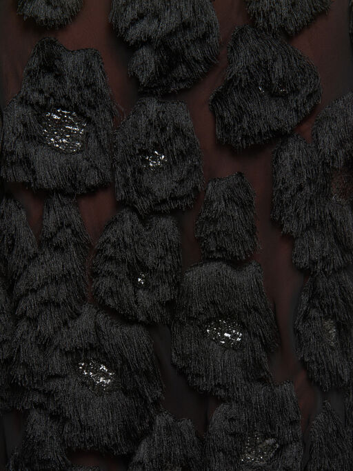 Black georgette skirt with shaggy camouflage motif - Skirts