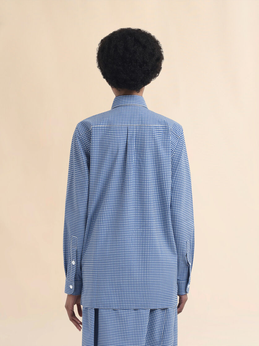 Wool blend blue and white checked shirt - Shirts - Image 3