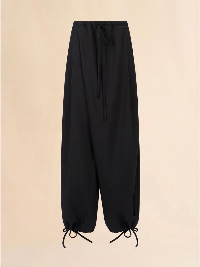 Black tropical wool drawstring trousers, Image 1