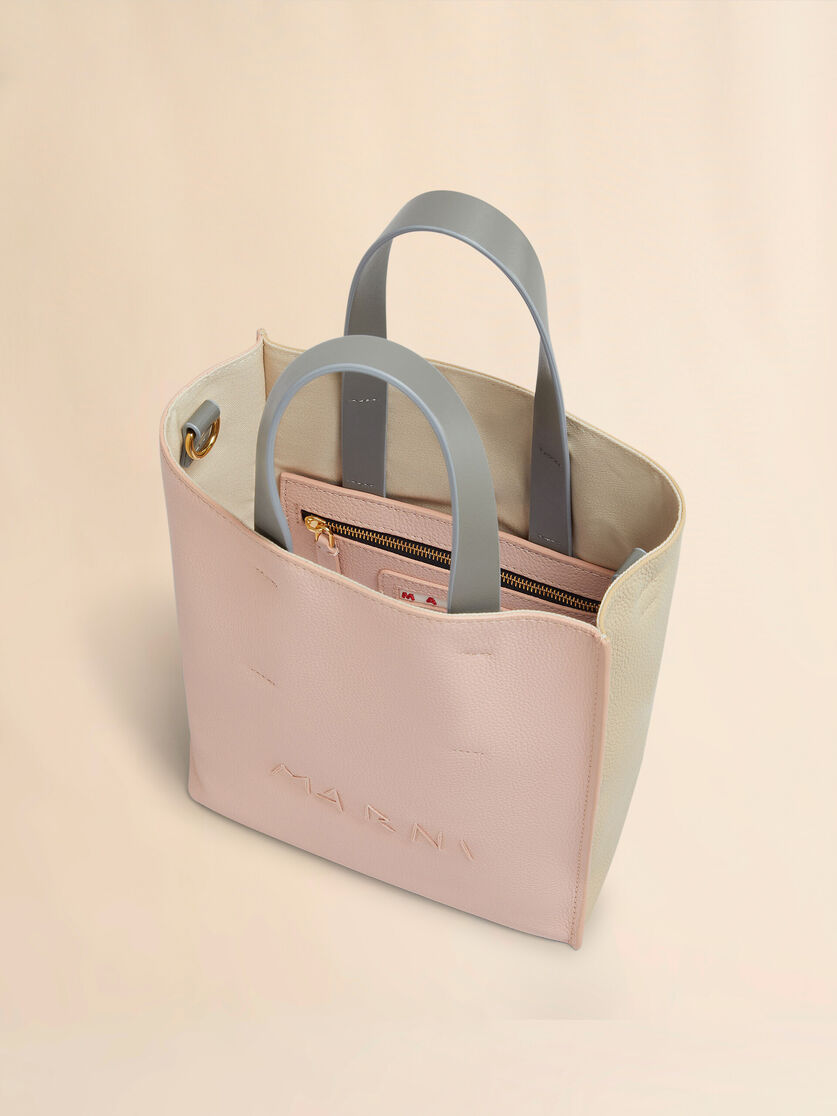 Museo Soft Mini Bag in ivory and brown leather with Marni Mending - Shopping Bags - Image 3