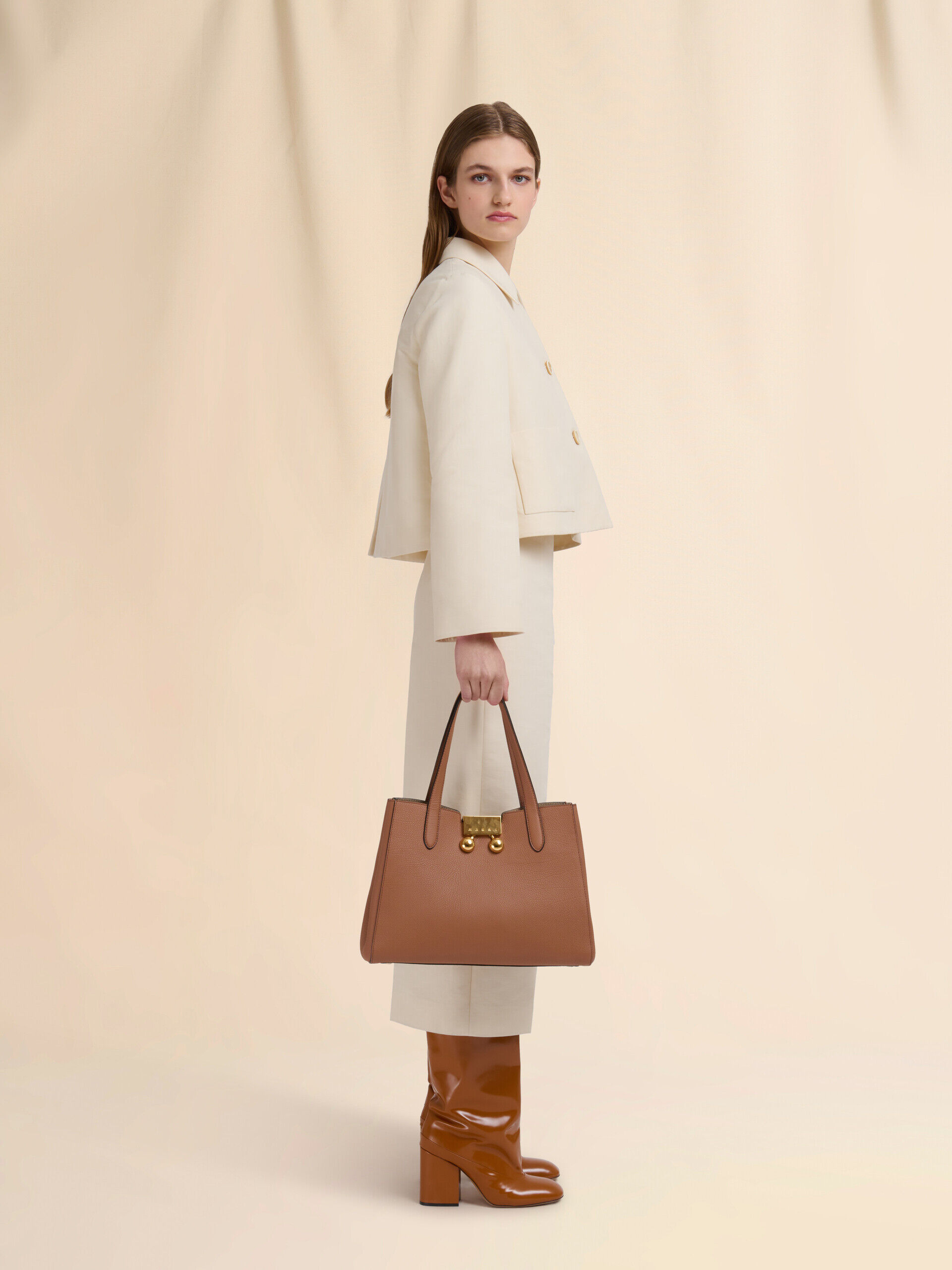MARNI at  ブラウン トートバッグ ブラウン レザー製 Trunkaroo トートバッグ | Marni