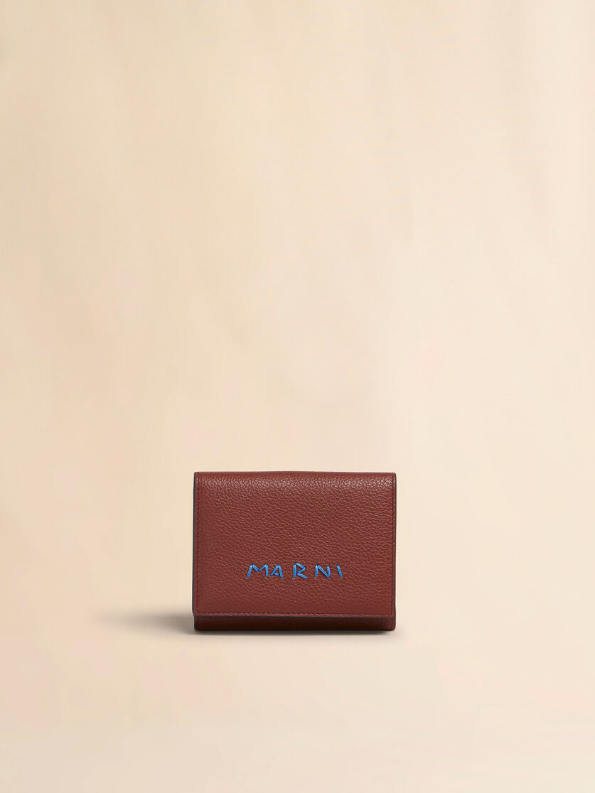 Marni Mending 자수 디테일 블랙 가죽 3단 지갑 - 지갑 - Image 1